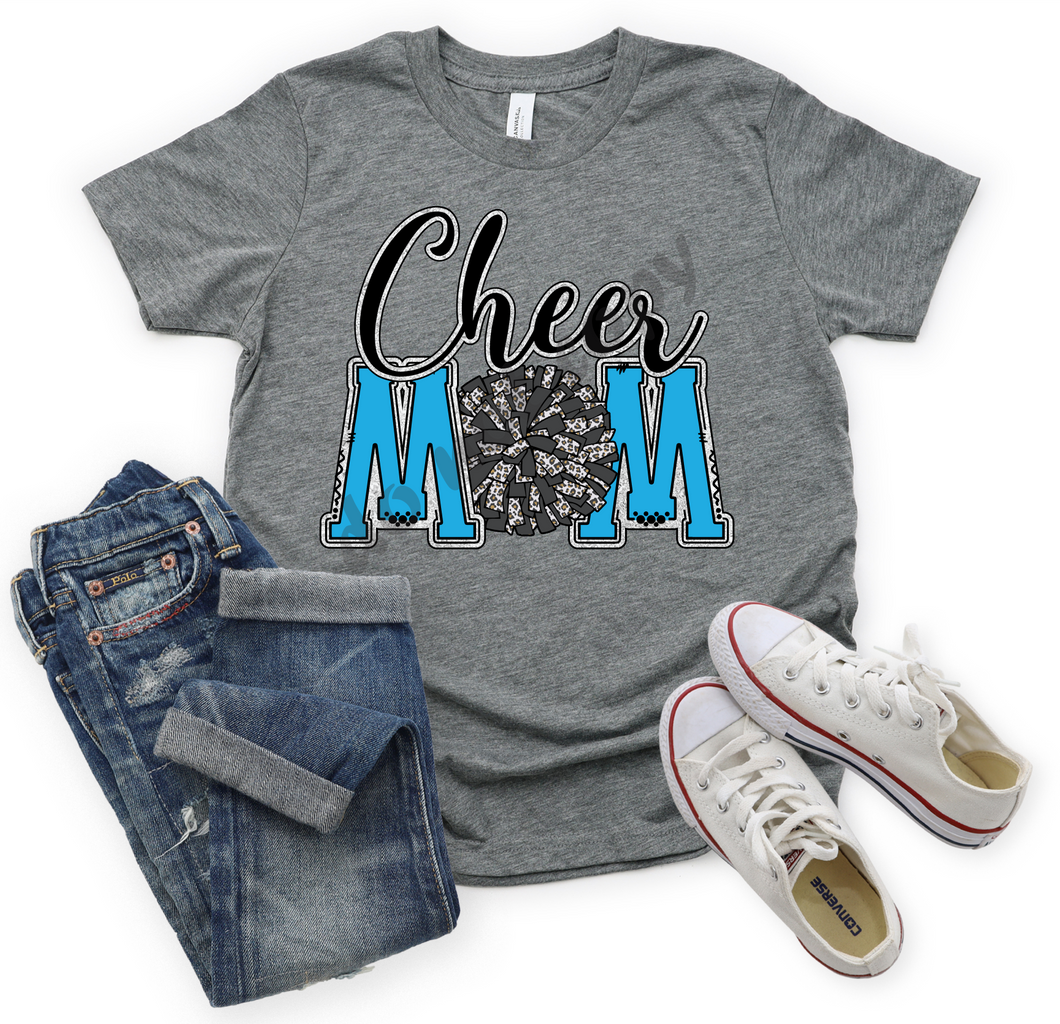 Cheer Mom Turquoise With Leopard Pom