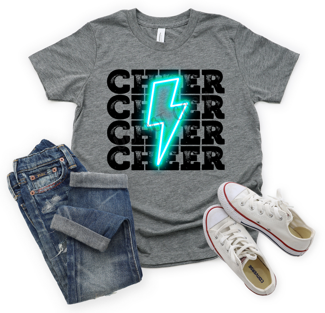 Cheer Turquoise Lightning Bolt Transfer