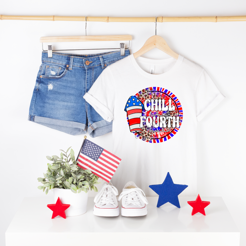 Chill The Fourth Out Patriotic Leopard Circle Transfer