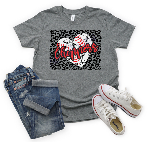 Choppers Red Baseball Heart With Leopard Background