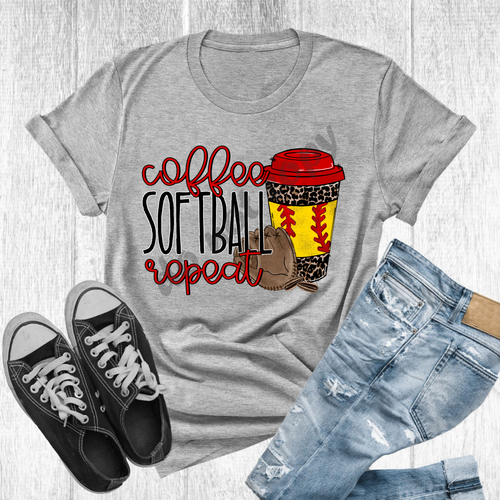 Coffee Softball Repeat Leopard Transfer