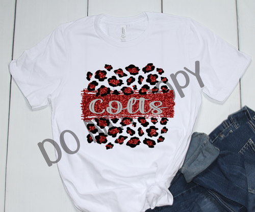 Colts Red & Grey Leopard Glitter Transfer