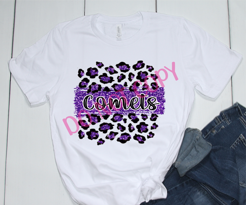 Comets Purple & Black Leopard Glitter