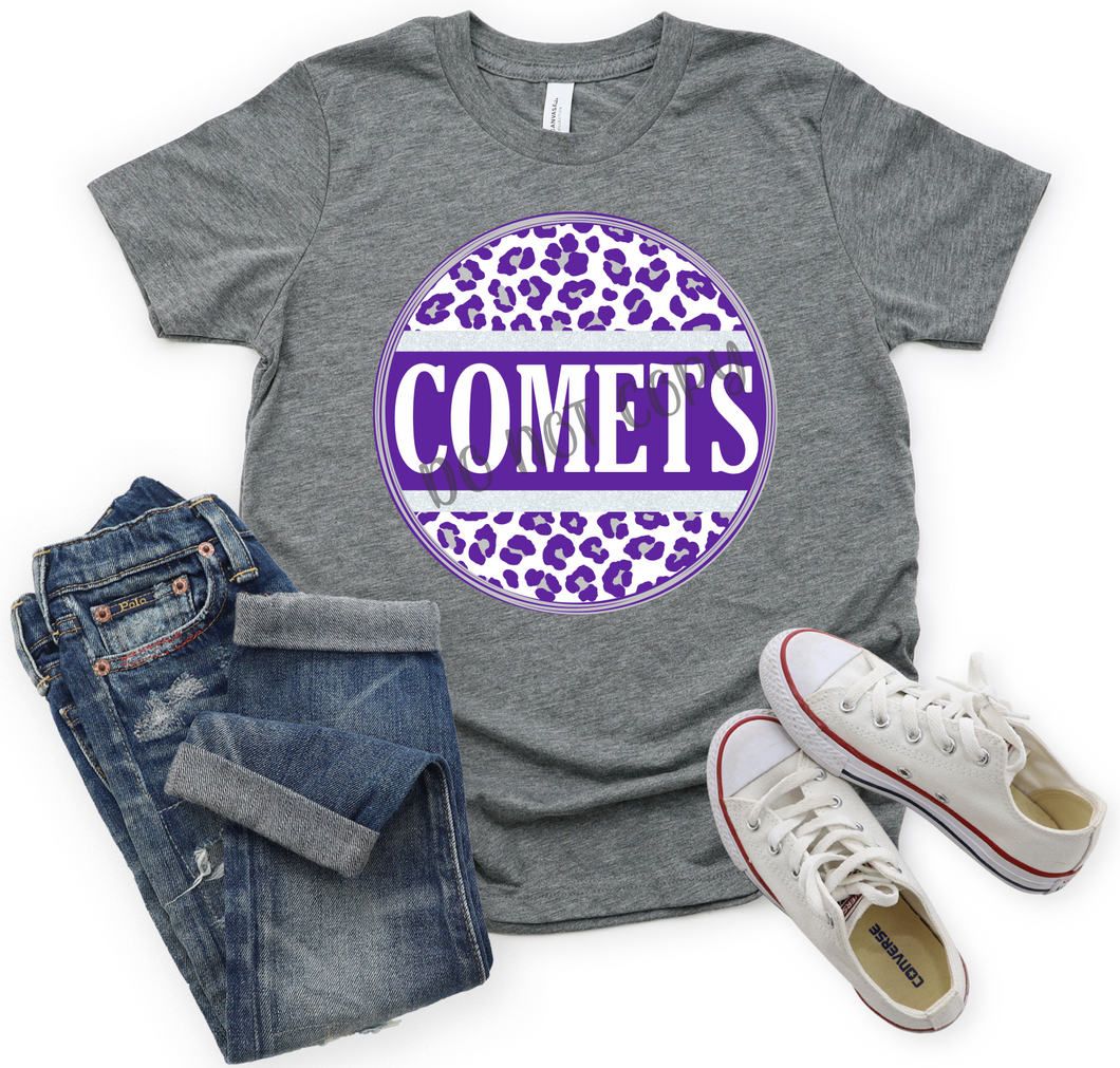 Comets Purple & White Print Leopard Circle