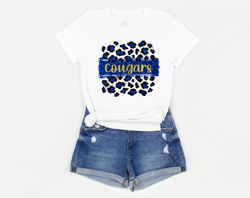 Cougars Navy and Gold Leopard Glitter