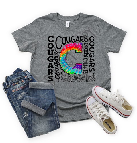 Cougars Tie-Dye Typography Transfer