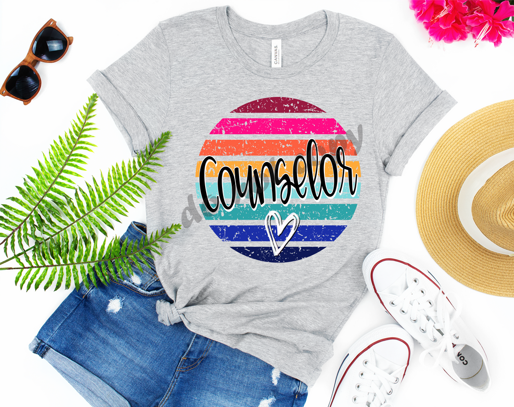 Counselor Colorful Circle Grunge Transfer