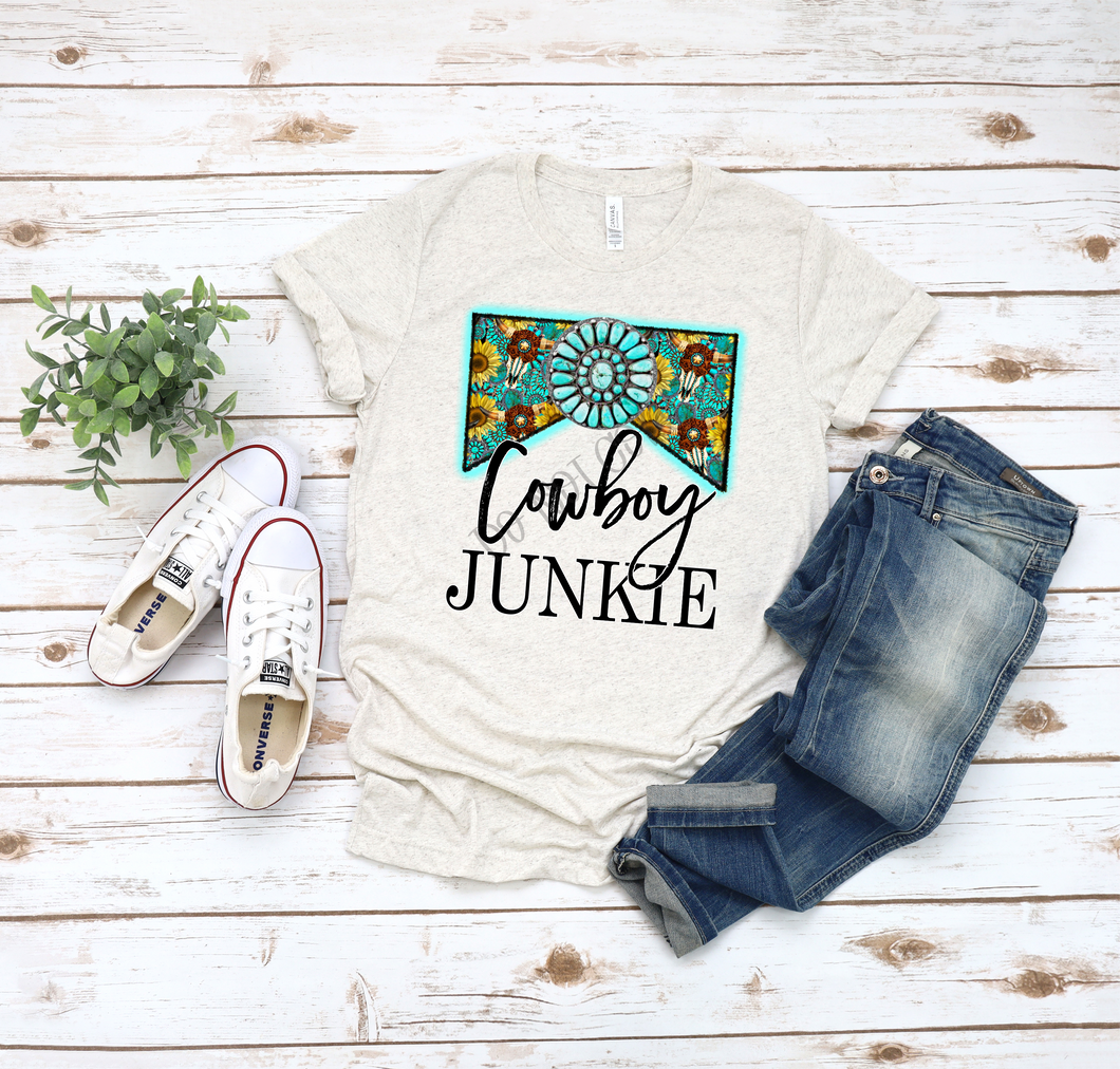 Cowboy Junkie Turquoise And Sunflower Banner Transfer