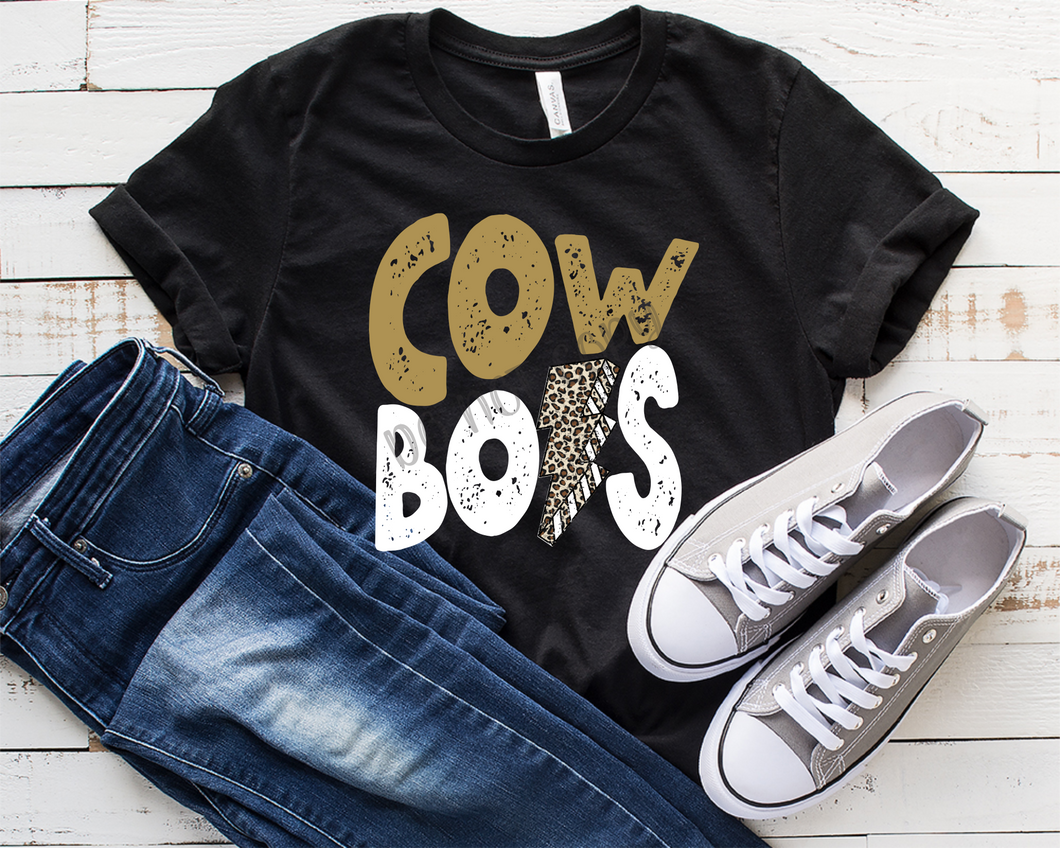 Cowboys Gold & White Leopard Lightning Bolt