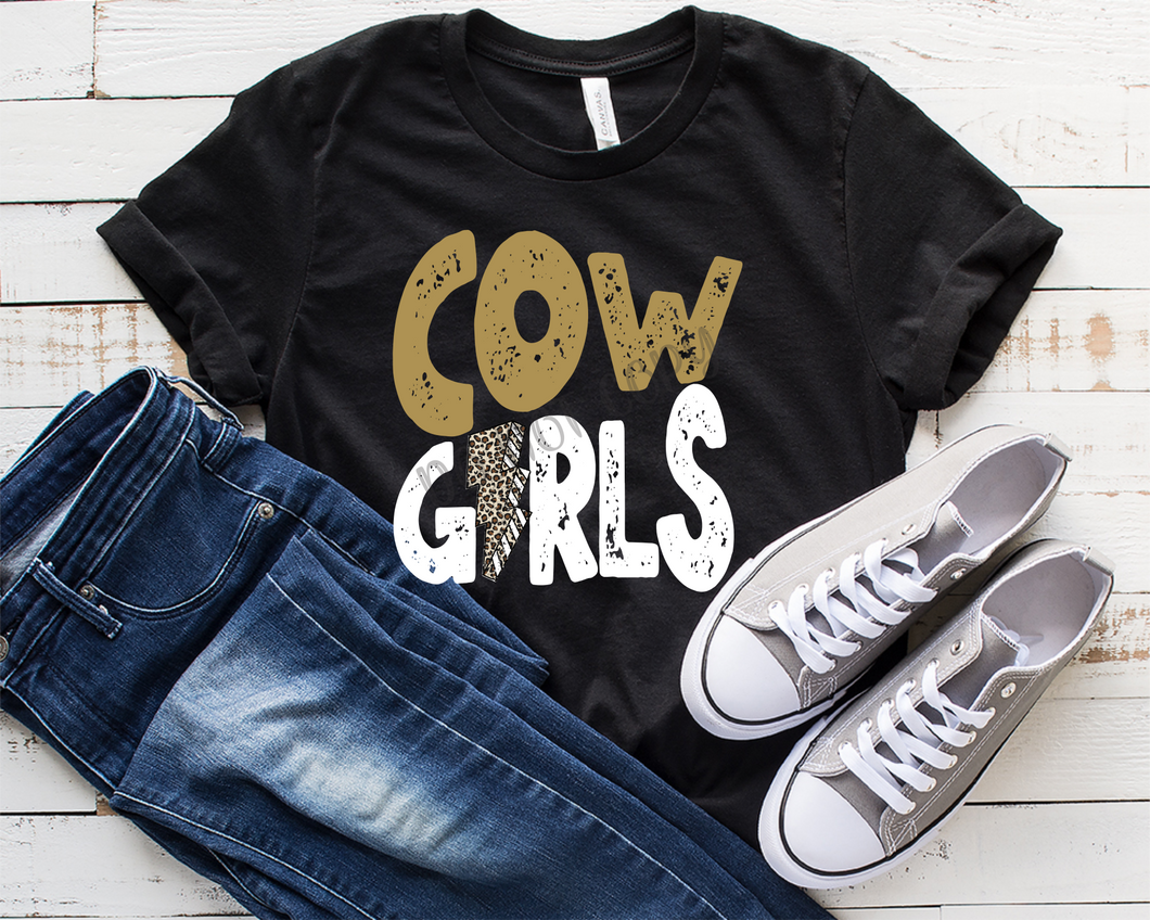 Cowgirls Gold & White Leopard Lightning Bolt