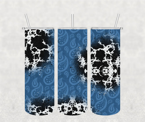 Cowhide and Blue Paisley Wrap/Tumbler