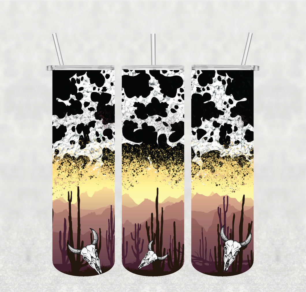 Cow Print & Skulls Wrap/Tumbler