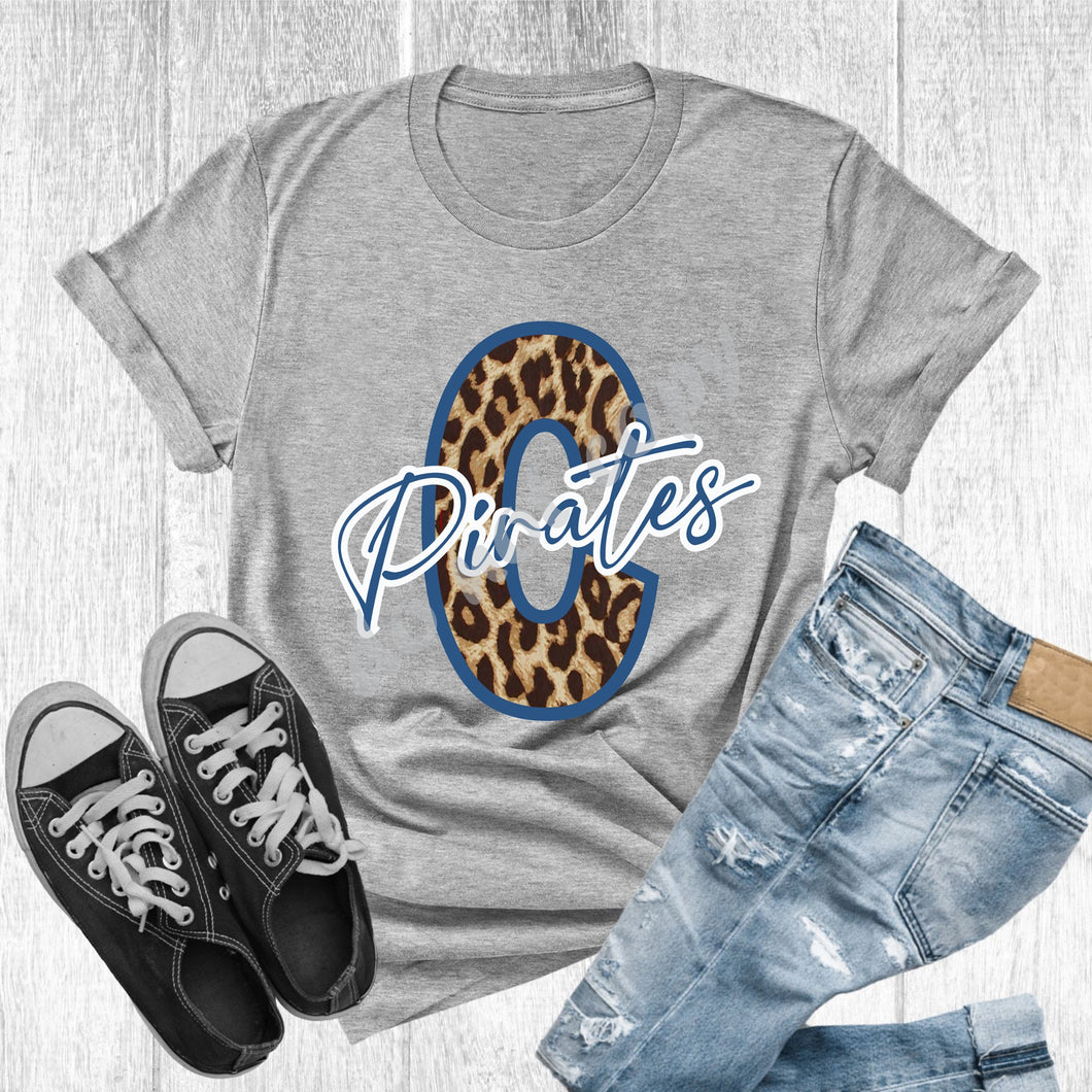 C Pirates Blue & White Leopard Letter