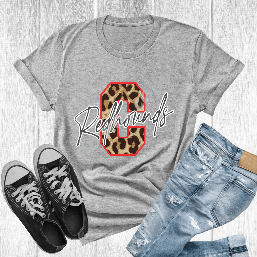 C Redhounds Red, White & Grey Leopard Letter