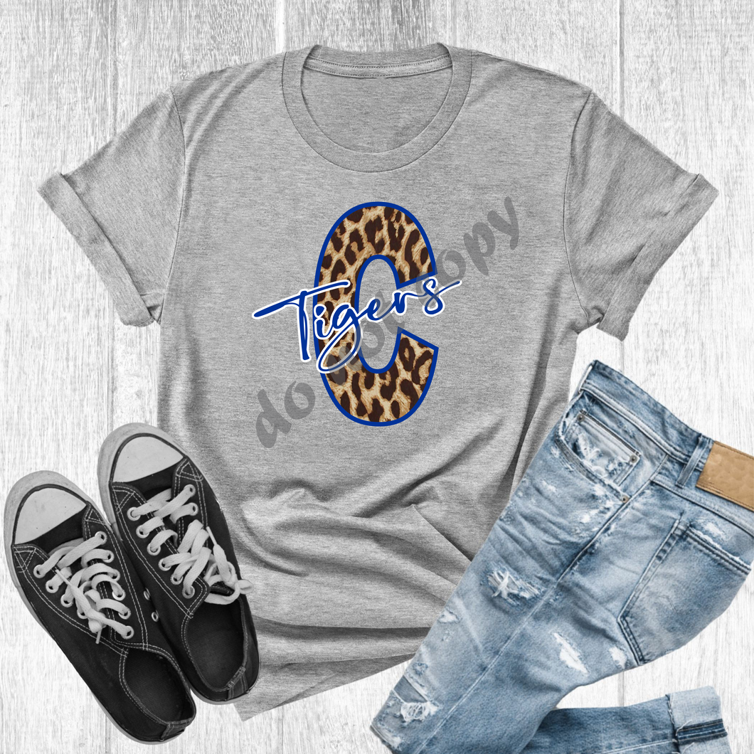 C Tigers White & Blue Leopard Letter