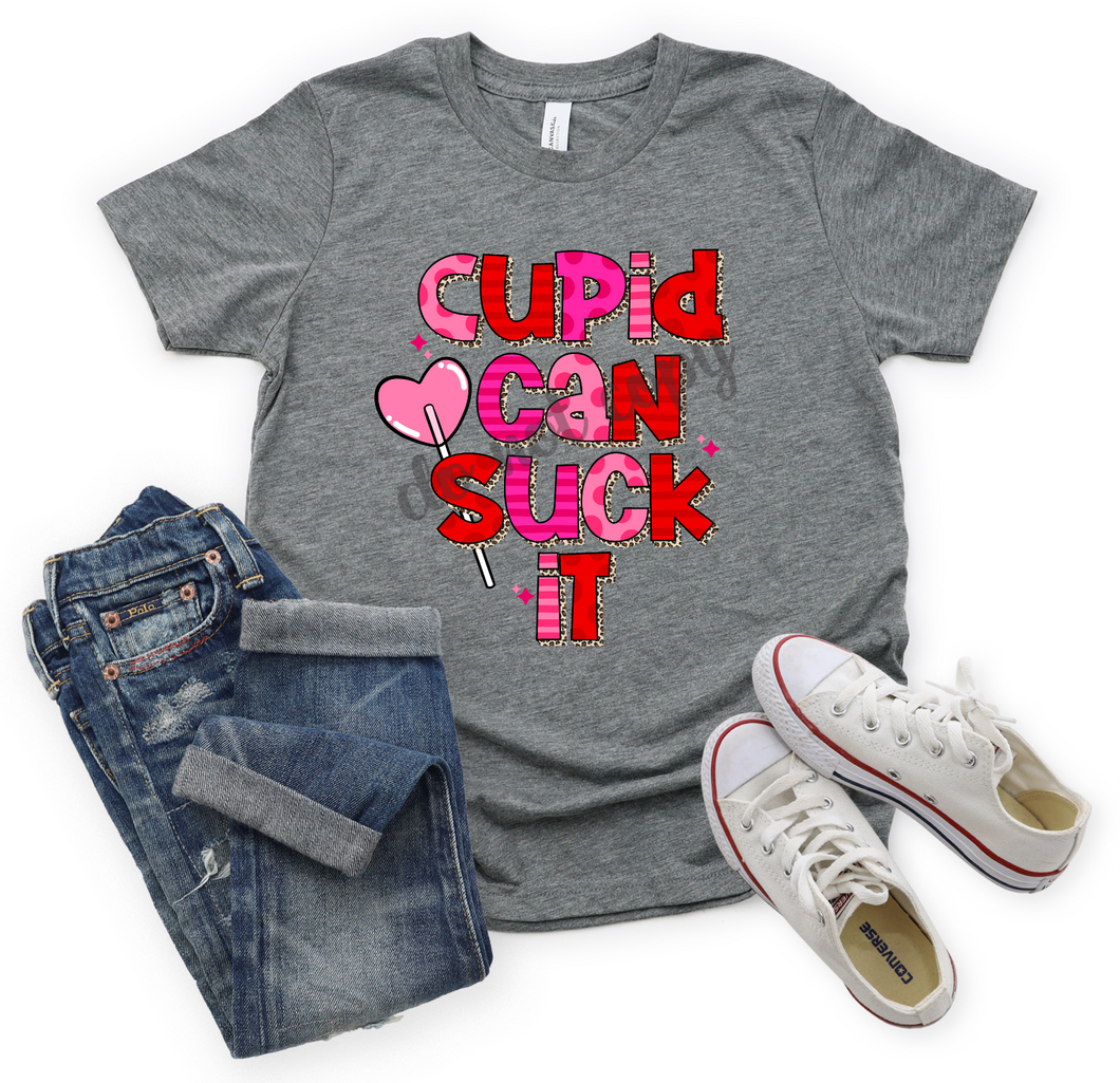 Cupid Can Suck It Red, Pink & Leopard Transfer