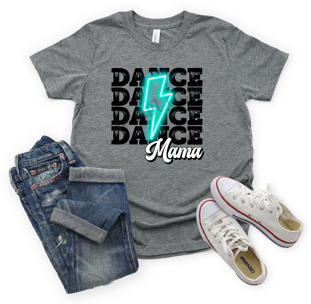 Dance Mama Teal Lightning Bolt Letters