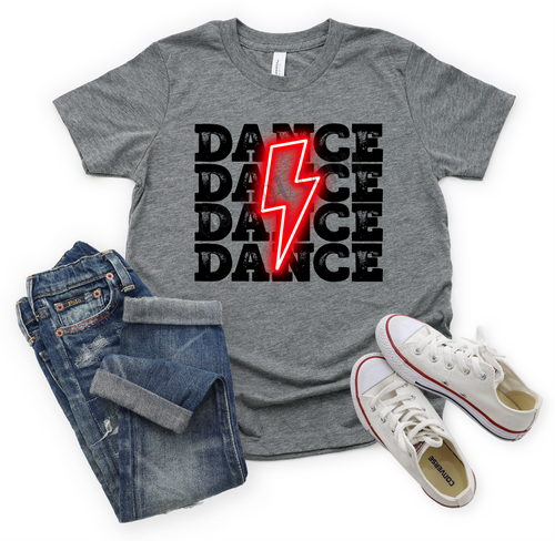 Dance Red Lightning Bolt Letters