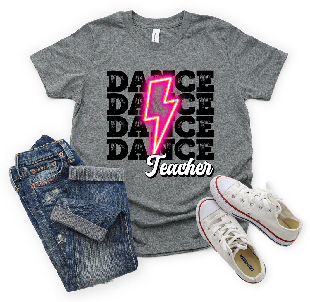 Dance Teacher Pink Lightning Bolt Letters