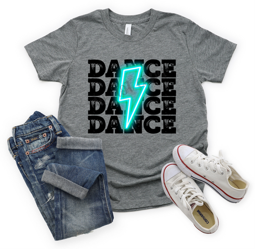 Dance Teal Lightning Bolt Letters