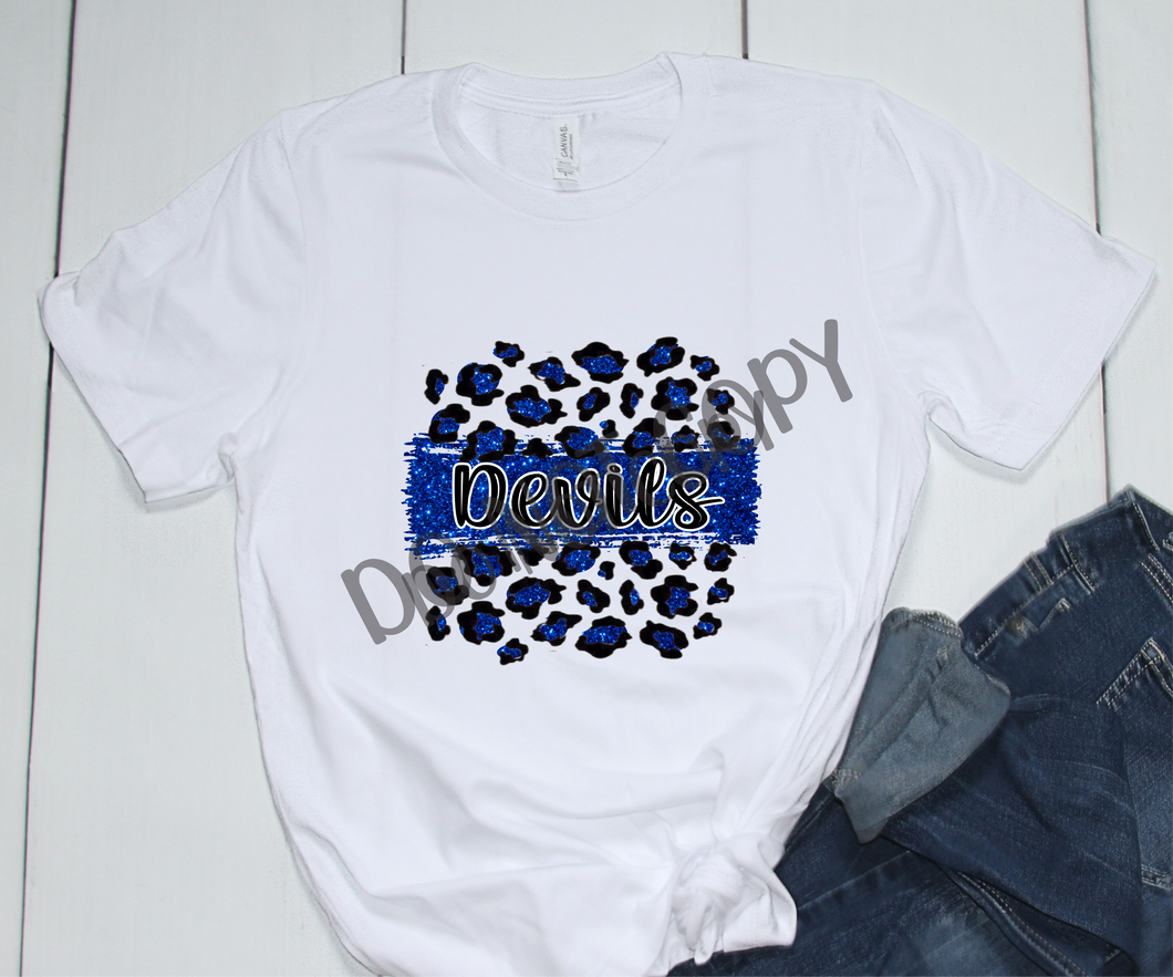 Devils Blue Leopard Glitter