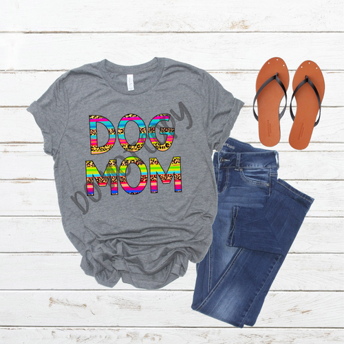 Dog Mom Leopard Bright Stripes Transfer