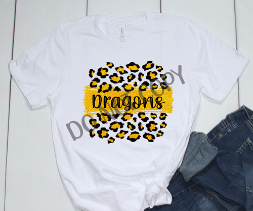 Dragons Black & Gold Leopard Glitter