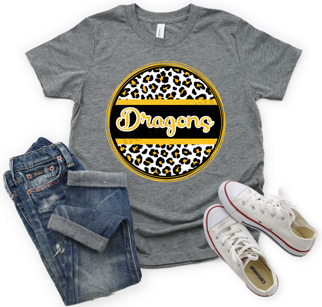 Dragons Gold, Black & White Leopard Circle Print Font