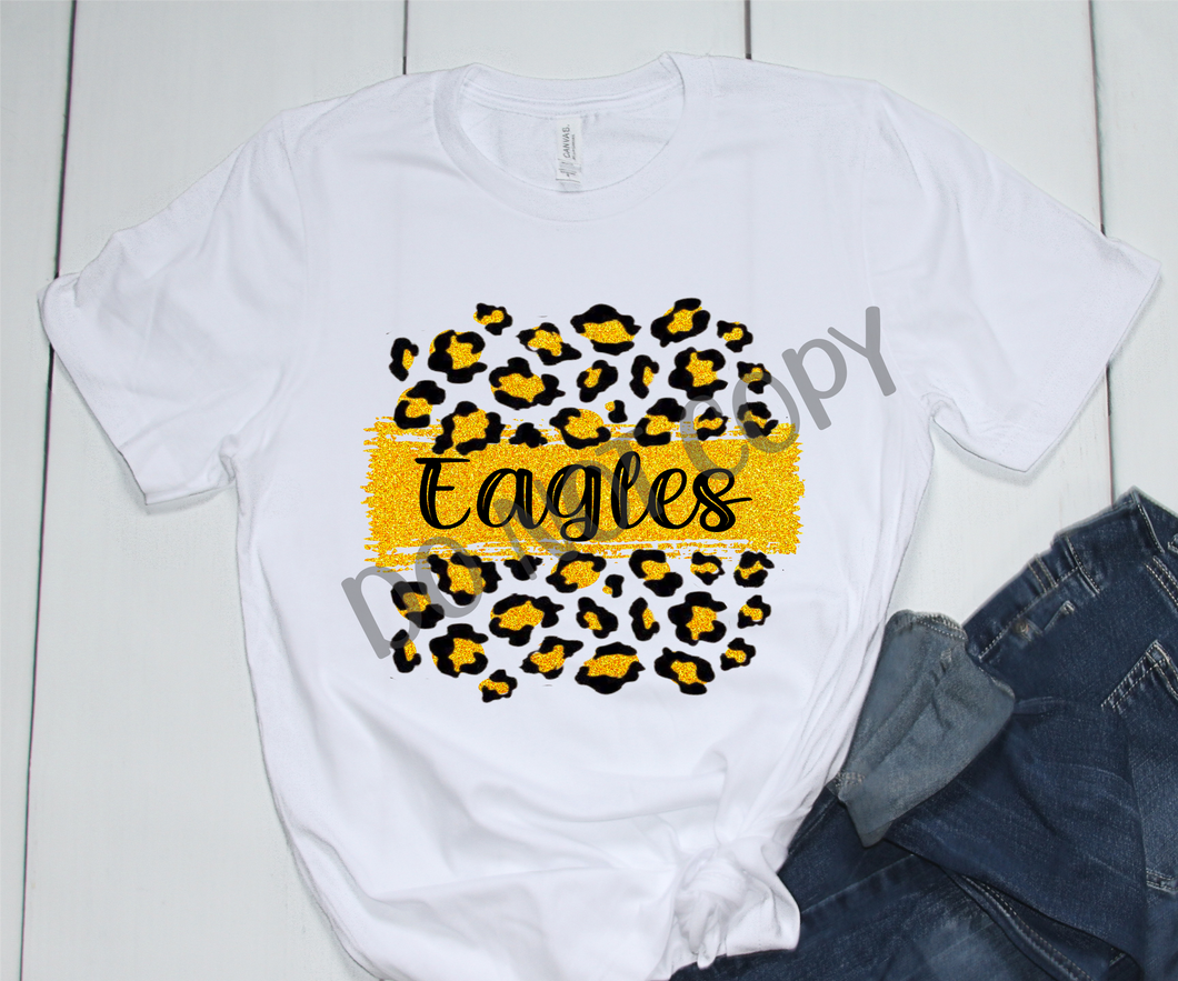 Eagles Yellow & Black Leopard Glitter