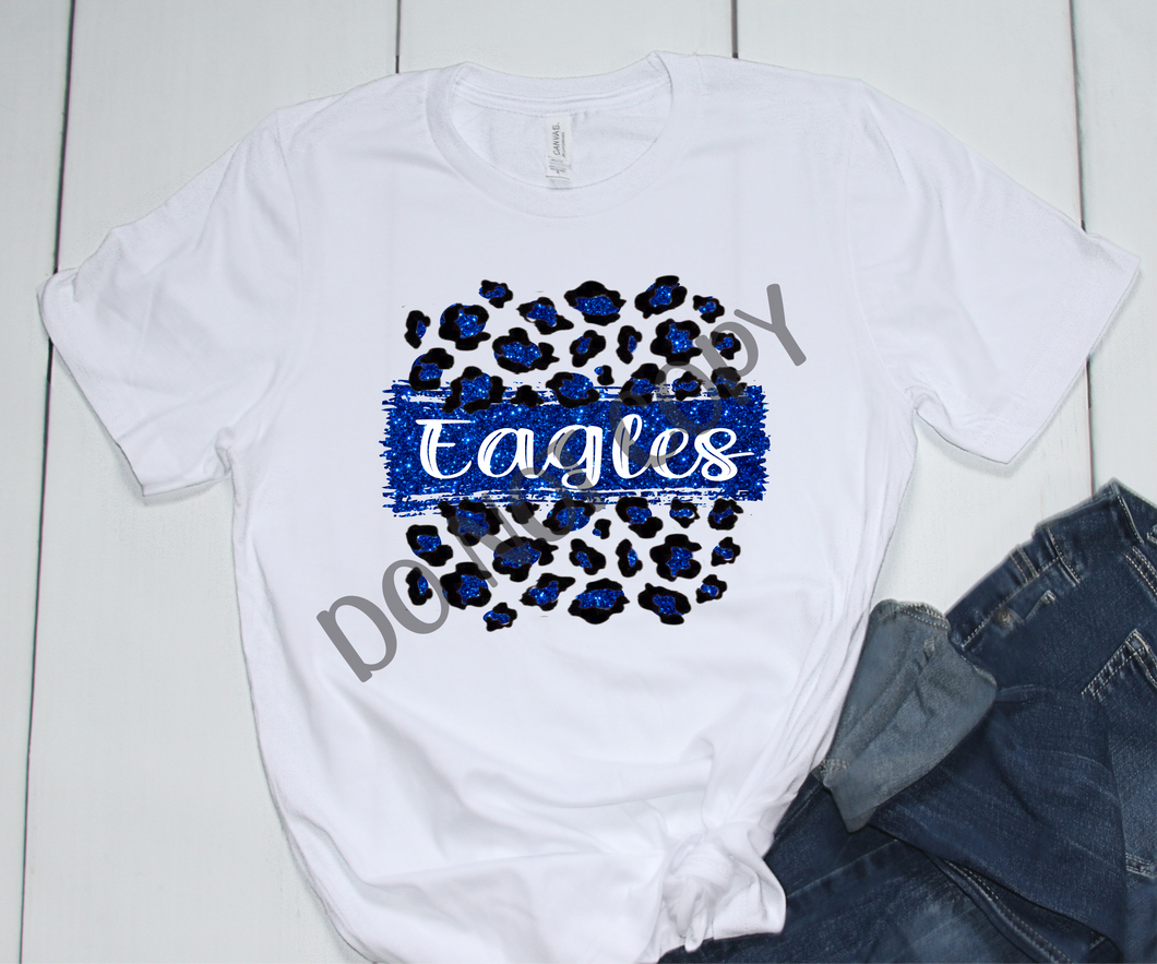 Eagles Blue & White Leopard Glitter