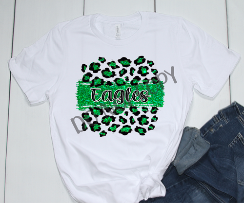 Eagles Green Black & White Leopard Glitter