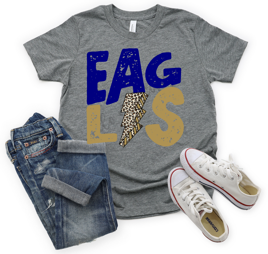 Eagles Navy & Old Gold Leopard Lightning Bolt