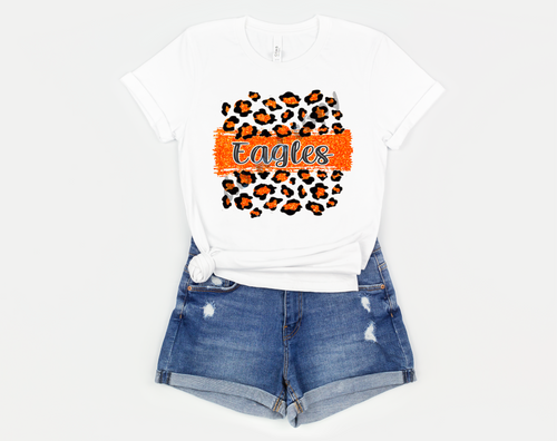 Eagles Orange, Black & White Leopard Glitter