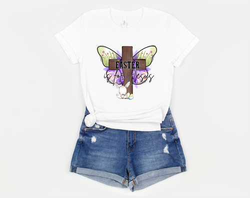 Easter Is For Jesus Cross With Butterfly Transfer