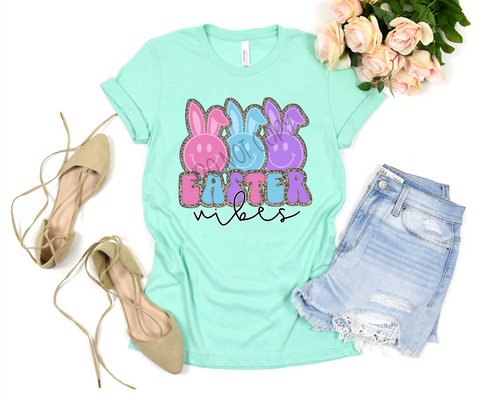 Easter Vibes Pink, Blue & Purple With Leopard Transfer