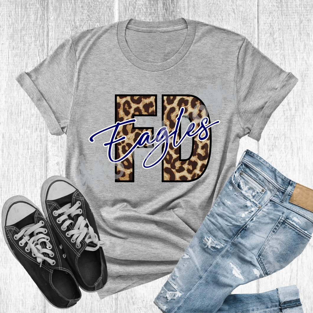 FD Eagles Navy-White Leopard Letter