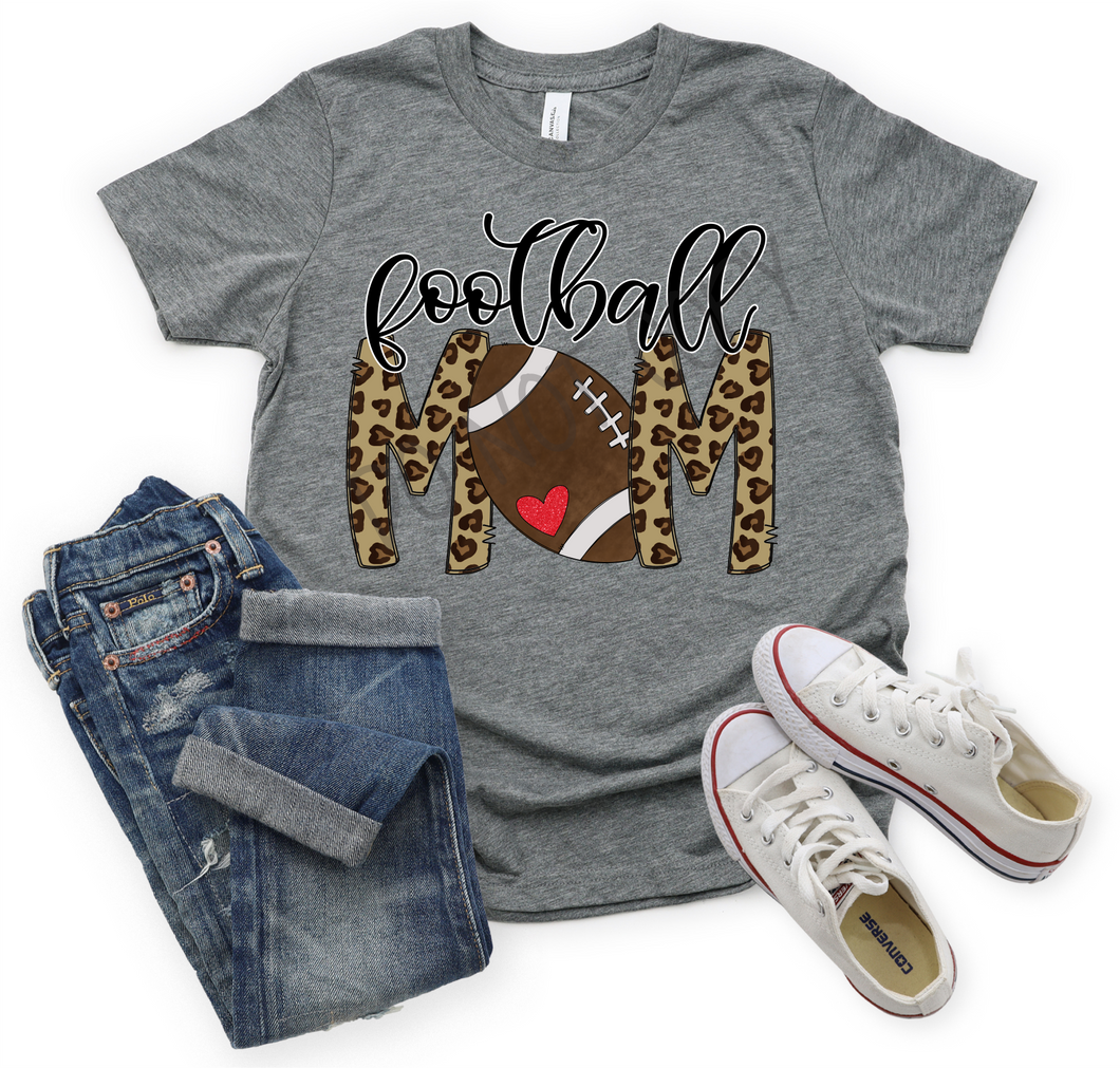 Leopard Football Mom With Heart Transfer