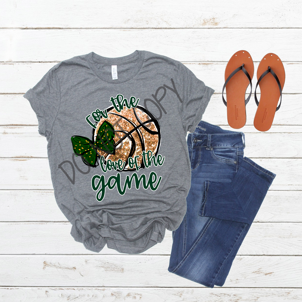 For The Love Of The Game Basketball Green Glitter Transfer