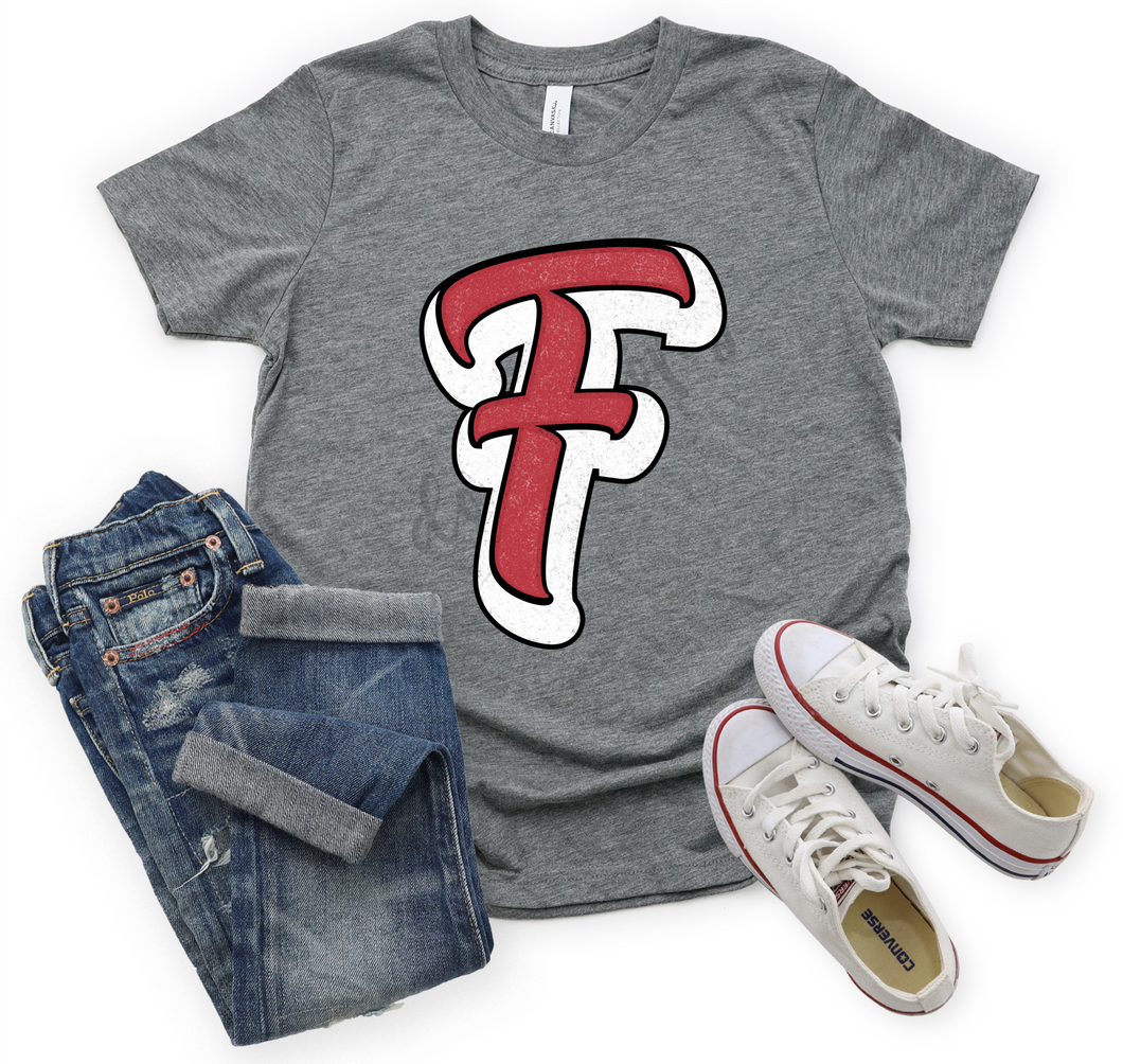 Letter F Red Distressed Mascot Letter