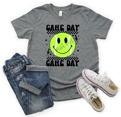 Game Day Tennis Smiley Face Transfer