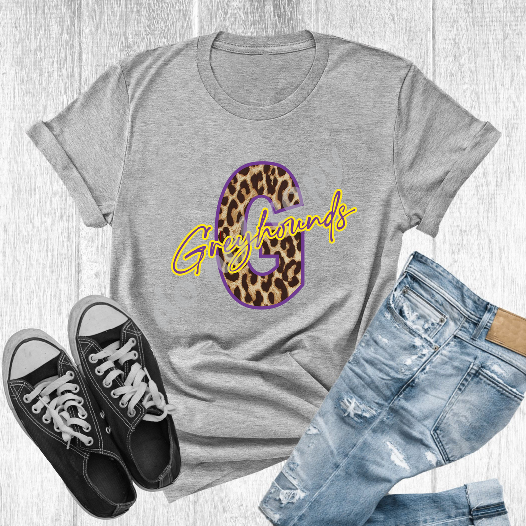 Greyhounds Purple & Yellow Leopard Letter