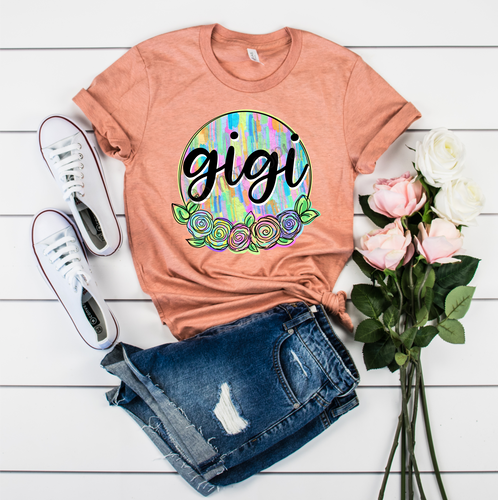 Gigi Floral Textured Circle Transfer