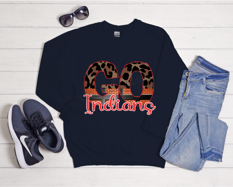 Go Indians Red & Leopard Basketball Transfer