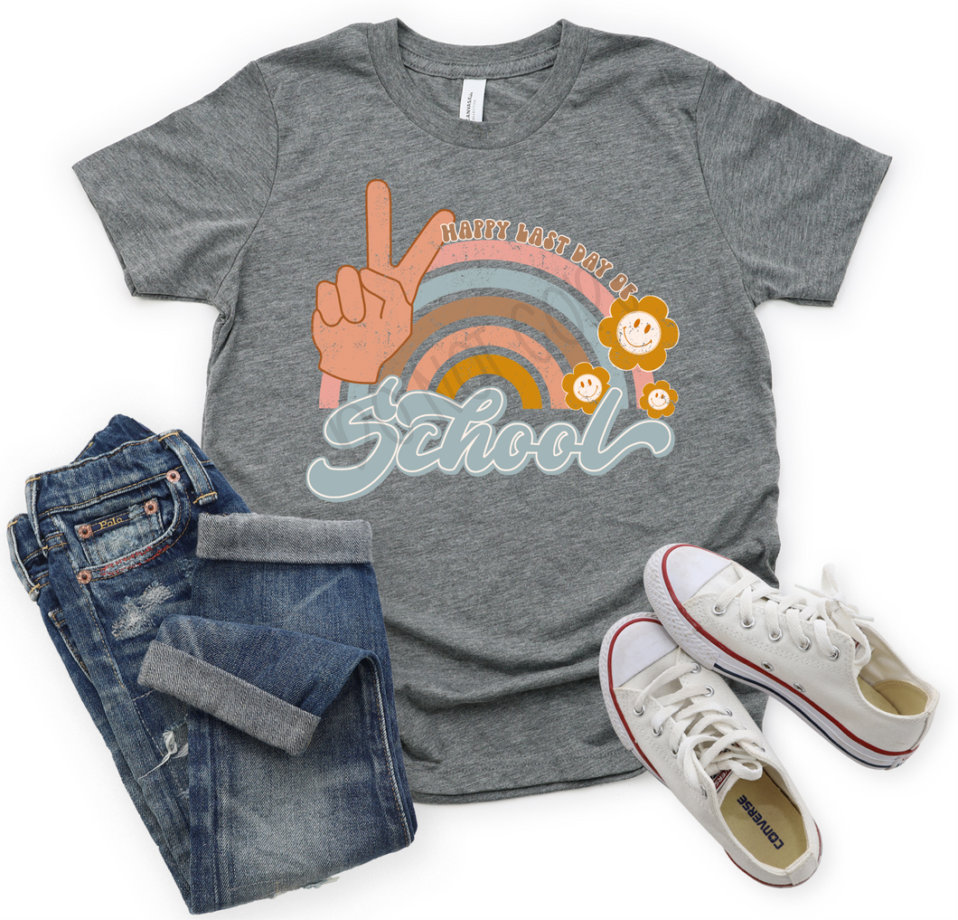 Happy Last Day Of School Orange Retro Rainbow Transfer