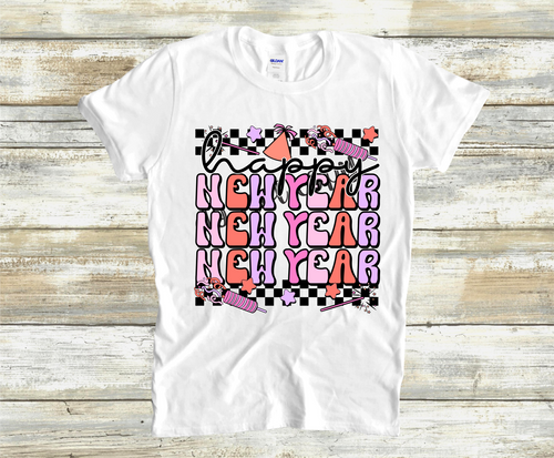 Happy New Year Stacked Pastel Transfer