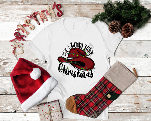 Have A Honky Tonk Christmas Cowboy Hat With Lights Transfer