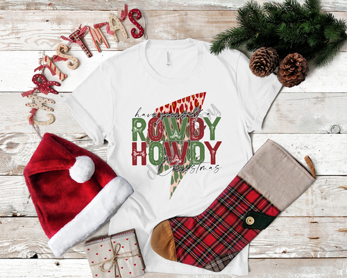 Have Yourself A Howdy Rowdy Christmas Leopard Lightning Bolt Transfer