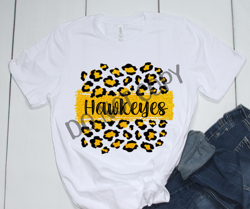 Hawkeyes Black & Gold Leopard Glitter