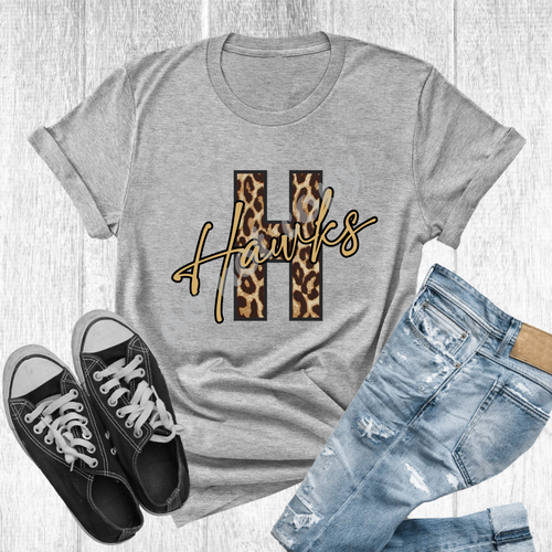 Hawks Black & Vegas Gold Leopard Letter