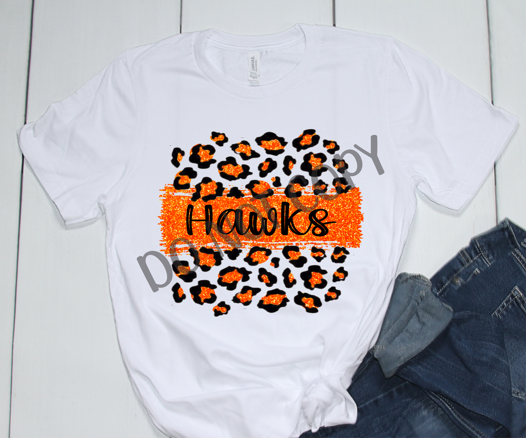 Hawks Black and Orange Leopard Glitter